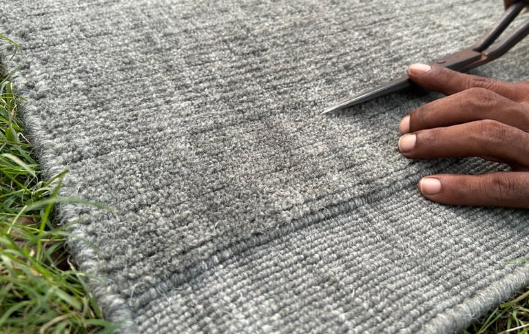 Carpet clipping/ finishing at Vezari Living workshop.