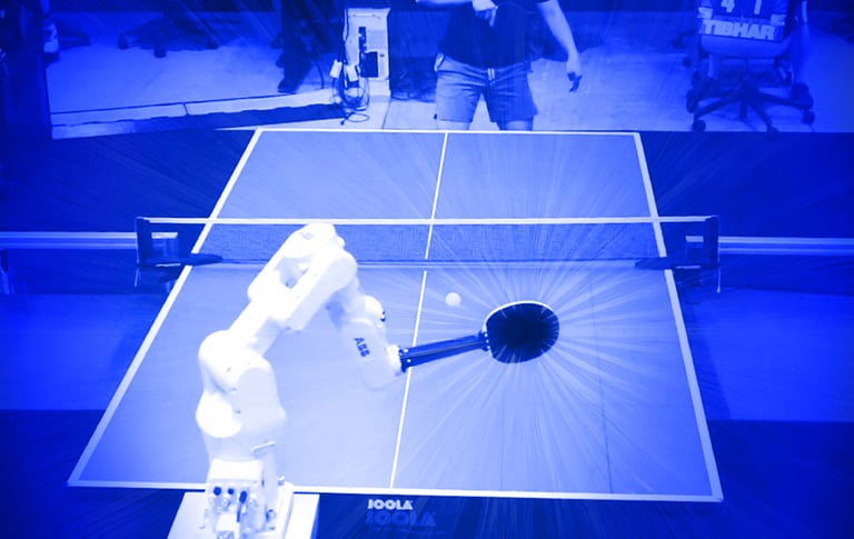 google depmind ai robot play tennis
