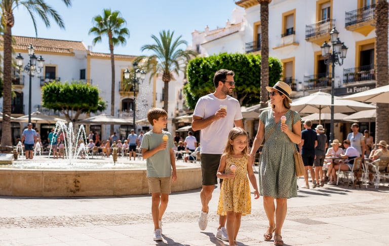 Family enjoying Villamartin Plaza