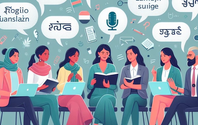 a group of translators exchanging opinions