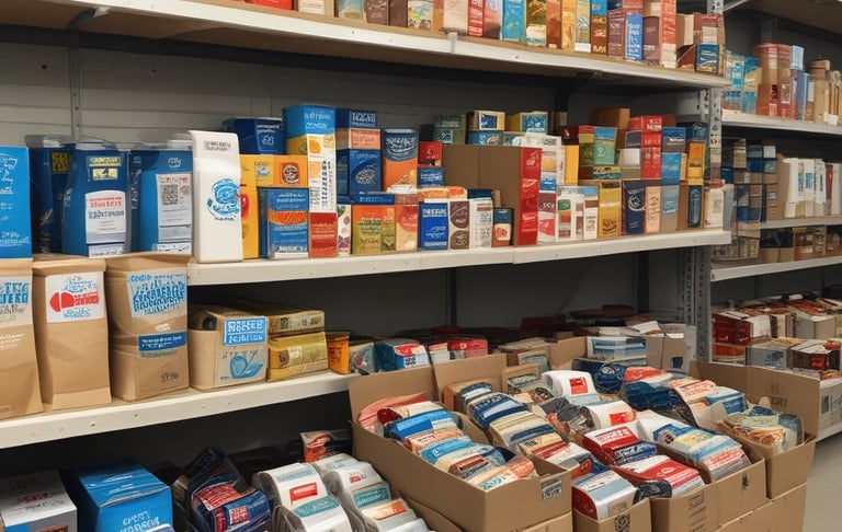 Volunteers handing out fresh food packages to families