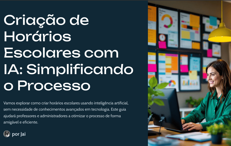 a imagem retrata a capa de um ebook para criação de horários escolares usando IA