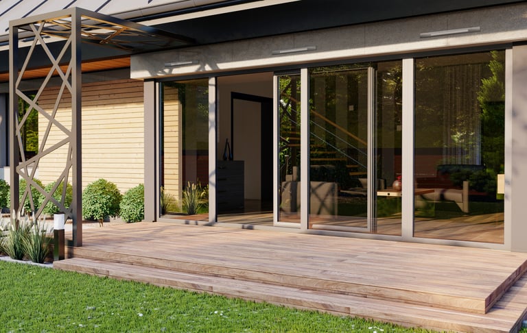 stumdomi langai terasoms