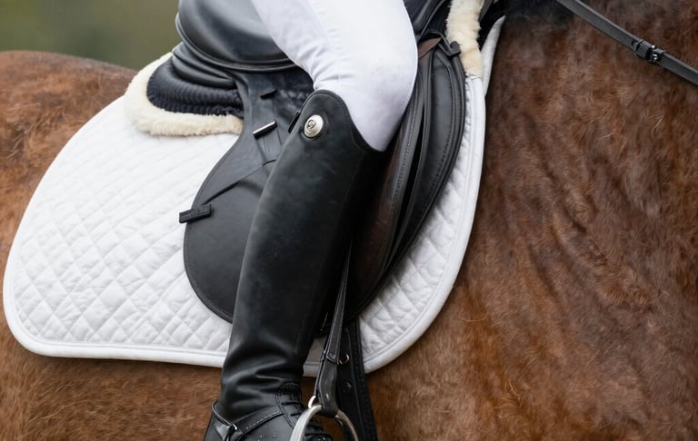 Elegant riding boots placed on hay with soft natural lighting