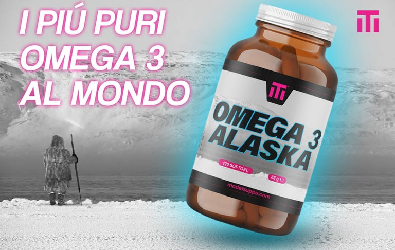 a bottle of omega 3 omega 3 and a man standing in front of a mountain