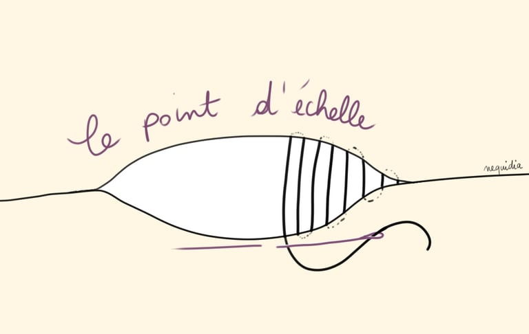 Schéma du point d’échelle pour réparer une peluche abîmée