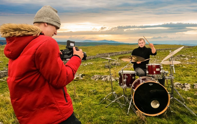 Filming in Malham Cove 