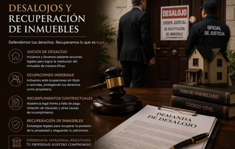 Desalojos y recuperación de inmuebles en Córdoba. Asesoramiento legal para propietarios, ocupaciones