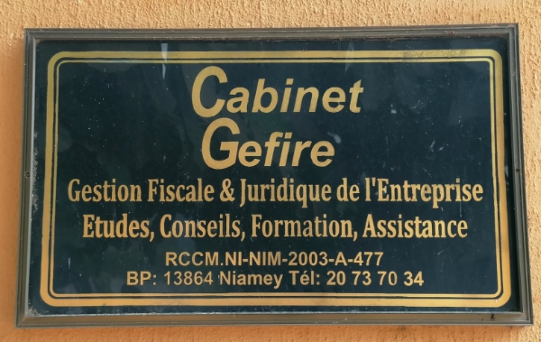 Plaque murale Cabinet GEFIRE Gestion Fiscale & Juridique de l’Entreprise. Etudes Conseils Formations