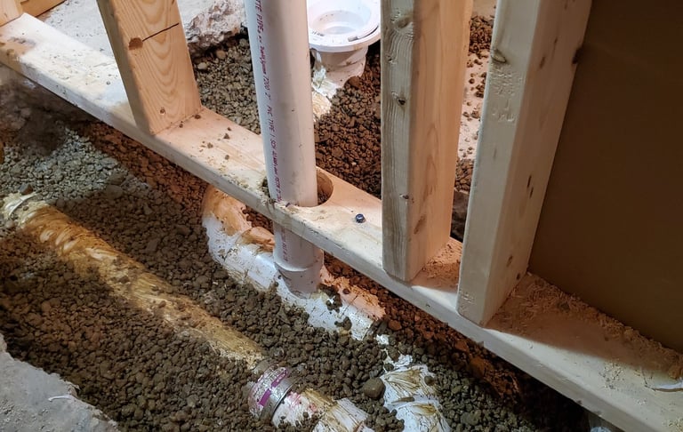 rough installation work for a bathroom remodeling project