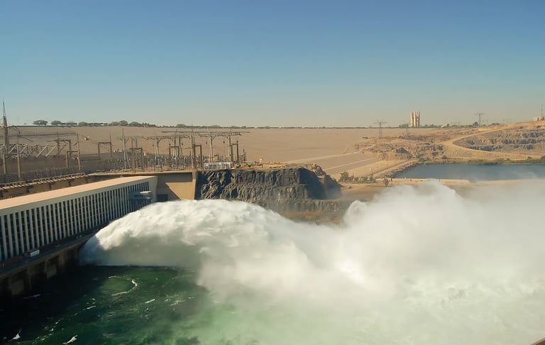 a large body of water with a large amount of water coming out of the water