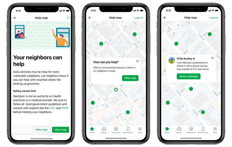 Nextdoor Help Map screenshots