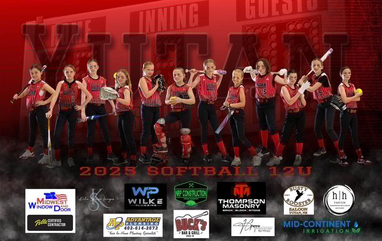 Yutan Girls Softball banner for the 2025 season. Composite on custom background