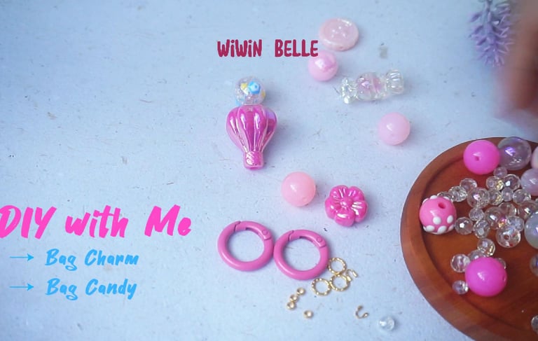 How to Make Bag Charm with Pink Balloon Luxury Beads 🎈🫧