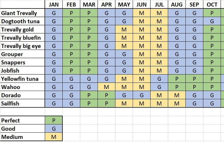 Fishing schedule in Zanzibar / Tanzania. When to go fishing Fishing schedule in Zanzibar / Tanzania
