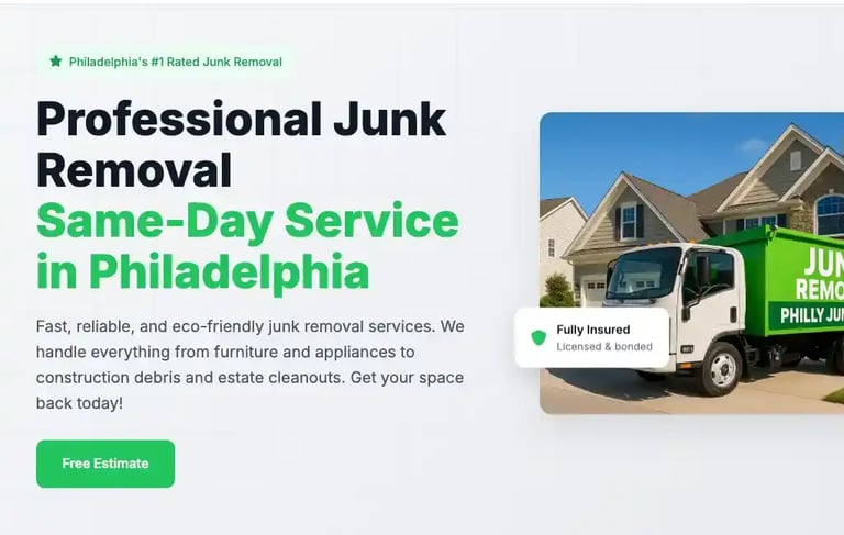Junk removal SEO case study summary and optimized landing page design