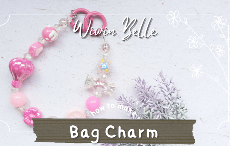 Making a Bag Charm Using Pink Balloon and Candy Beads