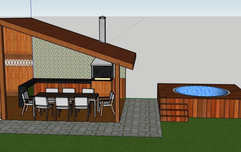 Projeto em 3D de Área Gourmet pela São Paulo Telhados