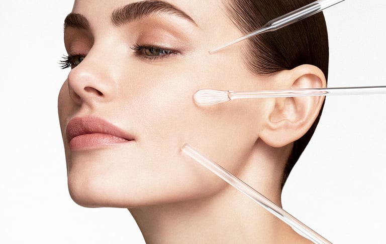 Vrouw met glazen stokjes op haar huid