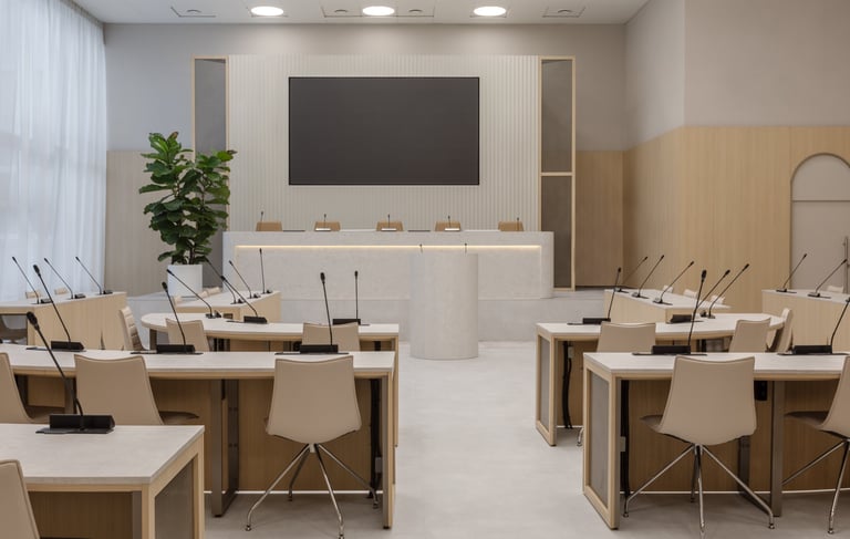Posėdžių salė su Amtico Spacia vinilinėm grindim