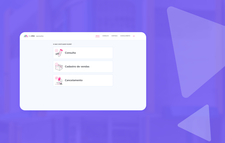 Home do produto interno de operações em farmácia meuDNA