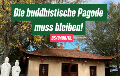 Sharepic zum Antrag mit dem Foto der Pagode.