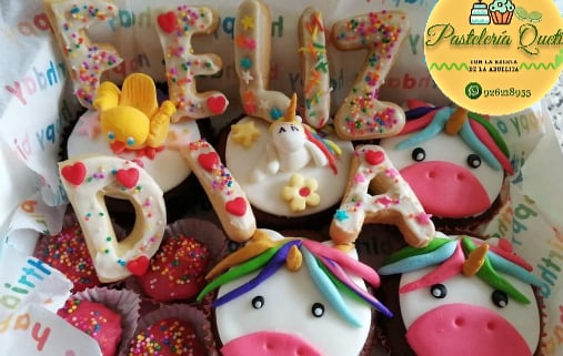 galletas trufas cupcake unicornio cajita personalizada pasteleria queti