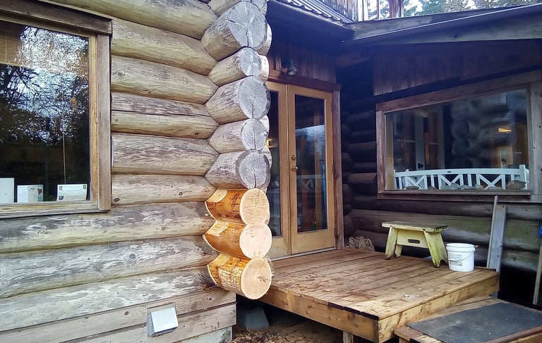 Loghouse being restored in 