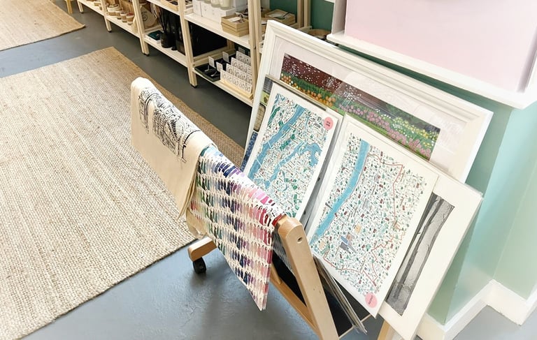 Inky Acorn Designs' maps in the Solo Craft Fair Leadenhall Market Shop