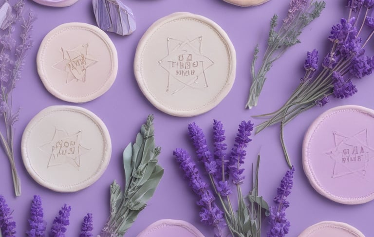 A close up of a person's eye and purple flowers