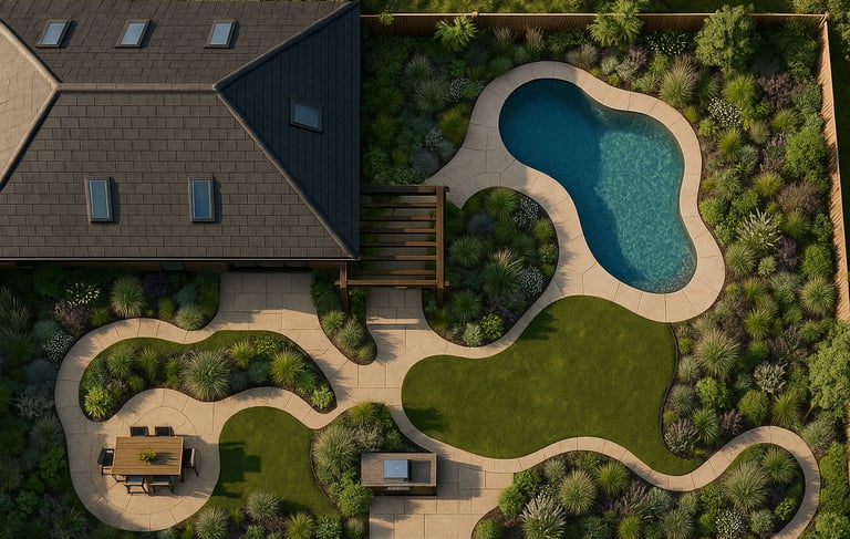 a house with a pool and a large lawn | Nour Nagy Designs