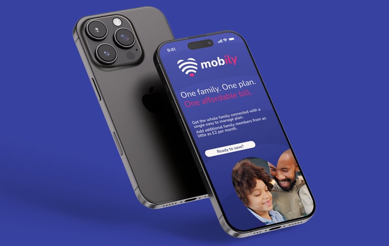 Mobily mobile advert shown on an iPhone