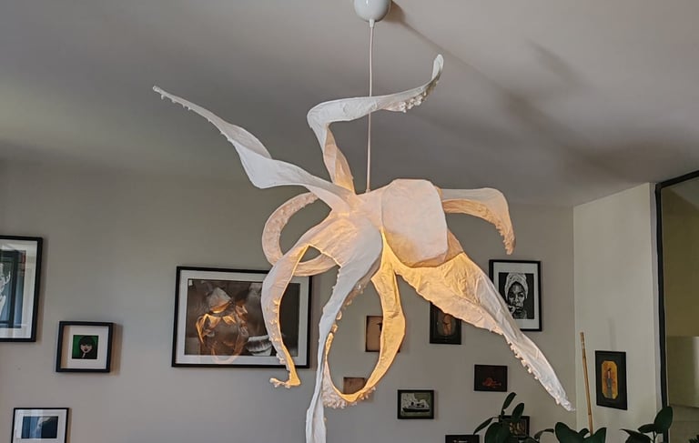 paper sculpture light pendant Sète France Octopus