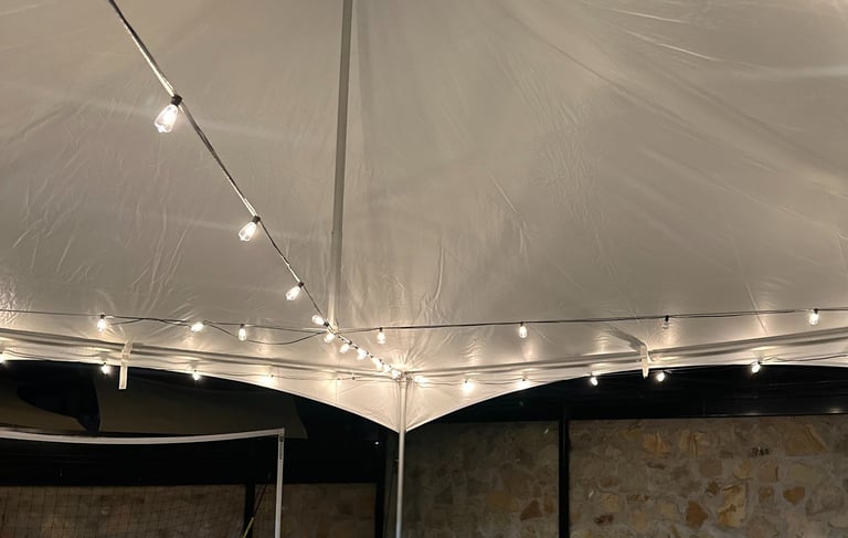 Carpa decorada con luces el paso diamond events