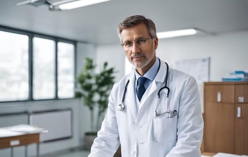 Arzt in weissen Kittel bei der Ärztevermittlung Doc Connect