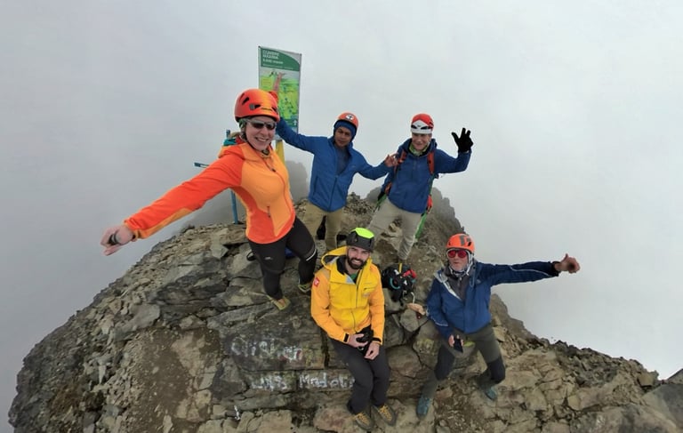 team on the main summit of Imbabura volcano