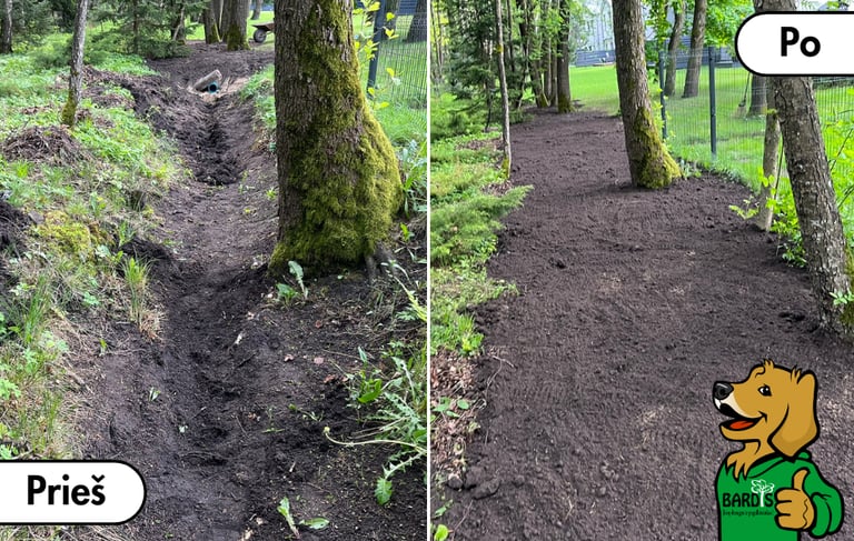 Sklypo lyginimas ir formavimas prieš ir po darbų