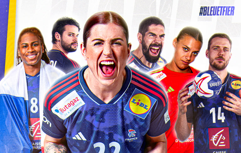 Visuels sportif d'un groupe de handballeurs français