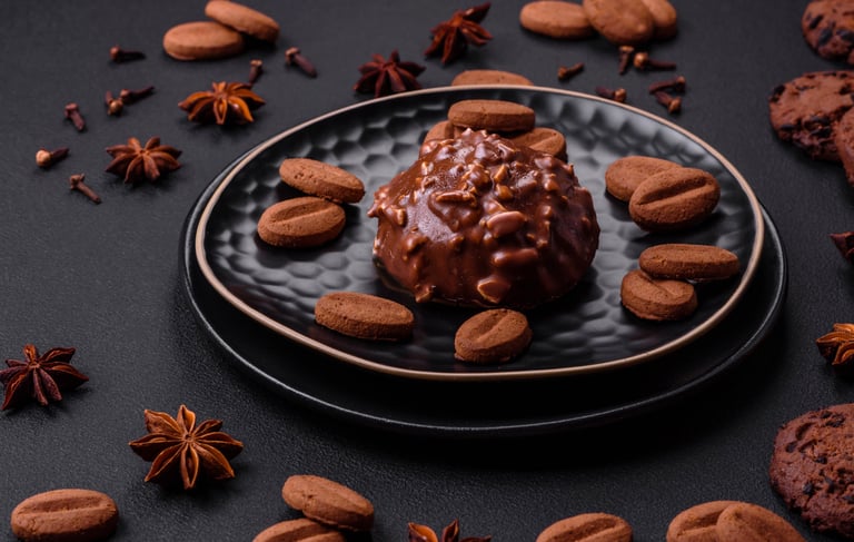 Helado cubierto de chocolate con tropiezos de cacao