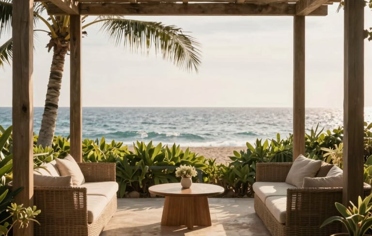 Minimalistic workspace with warm lighting and a laptop displaying gvira studio's homepage.