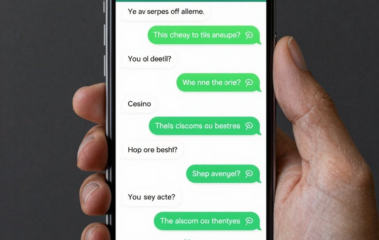 A sleek smartphone displaying a chat interface with a voice assistant icon.