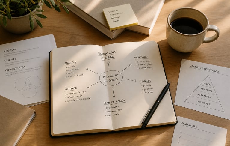 Material de estrategia y organización para pequeñas marcas