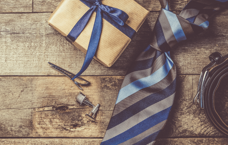 a gift box with a tie and a tie on it