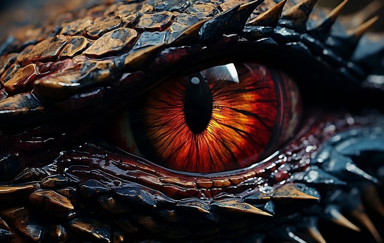 Close up of amber dragon eye