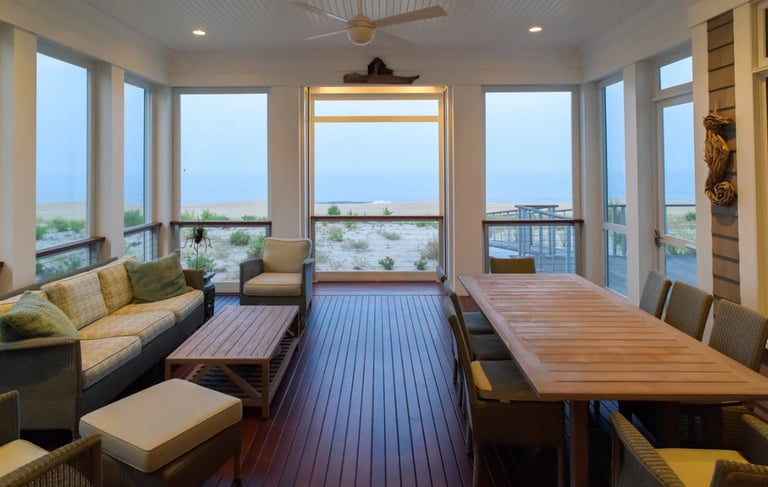 Beach view on 1st story beach house in Kiawah Island.
