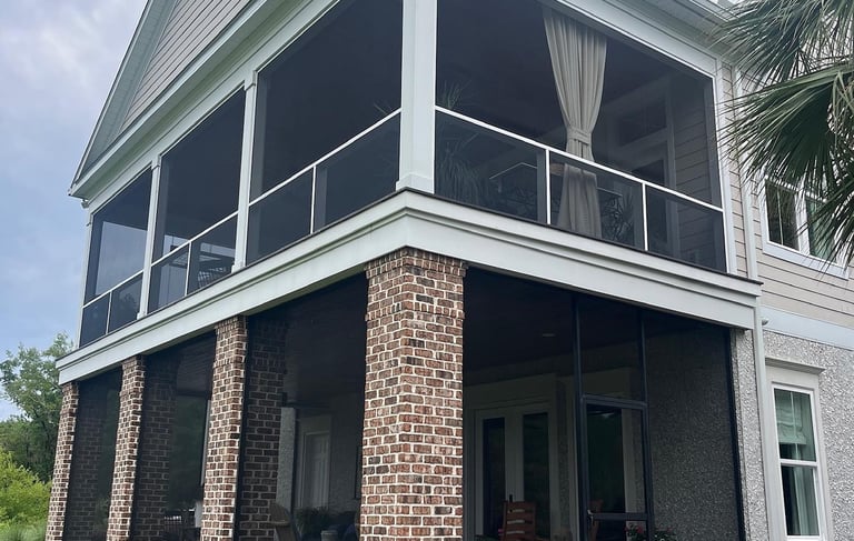 Beautiful Screen Porch on a Sullivans Island Beach house.
