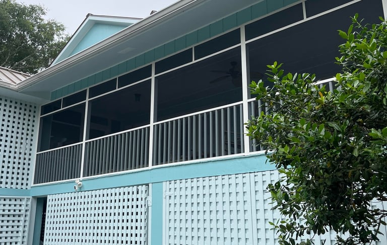 Beach house with Screen tight screen system and Fiberglass Screen