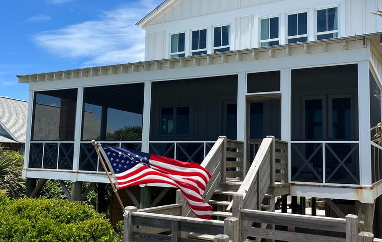 Oceanfront beach house with Mesh Guard Screen Tight System and Superscreen.