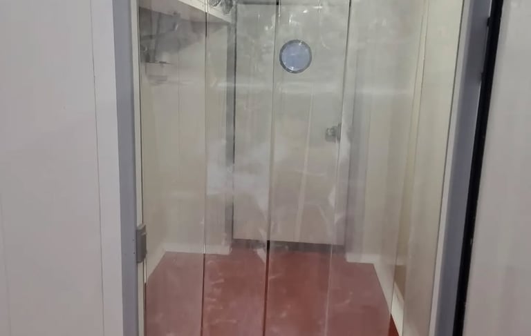Blast chiller with two doors—one for entry and one for exit