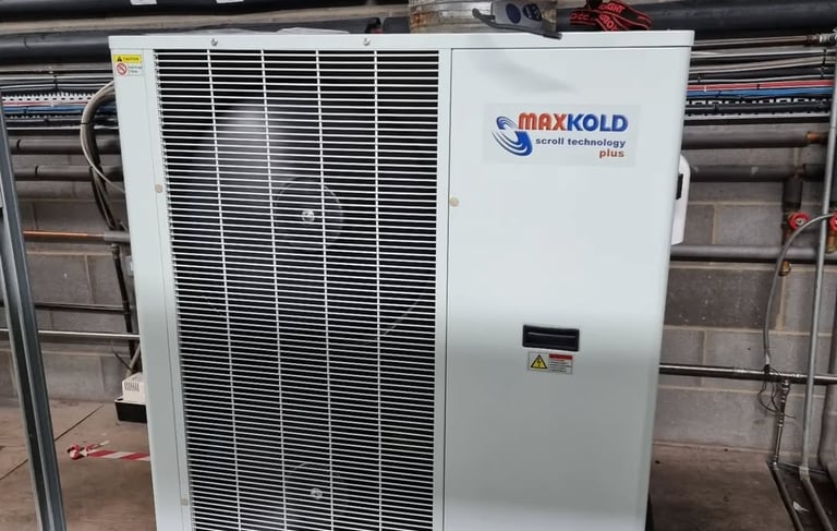 Maxx Cold split cooling unit mounted in a refrigerated storage room, providing precise temperature